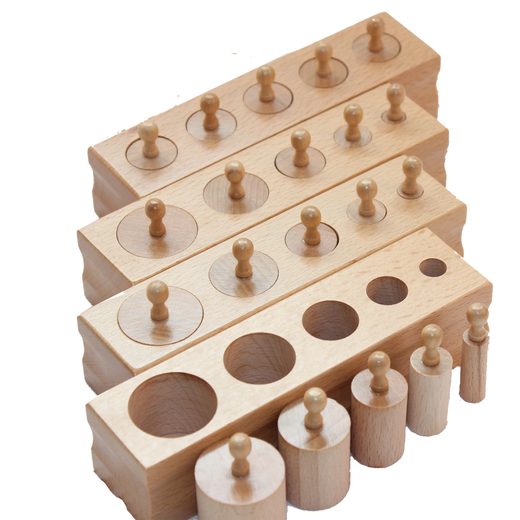 Montessori Educational Wooden Toys Knobbed Cylinder Blocks Set Mini Set Matching Game for Children Homeschool Sensorial Material