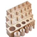 Montessori Educational Wooden Toys Knobbed Cylinder Blocks Set Mini Set Matching Game for Children Homeschool Sensorial Material