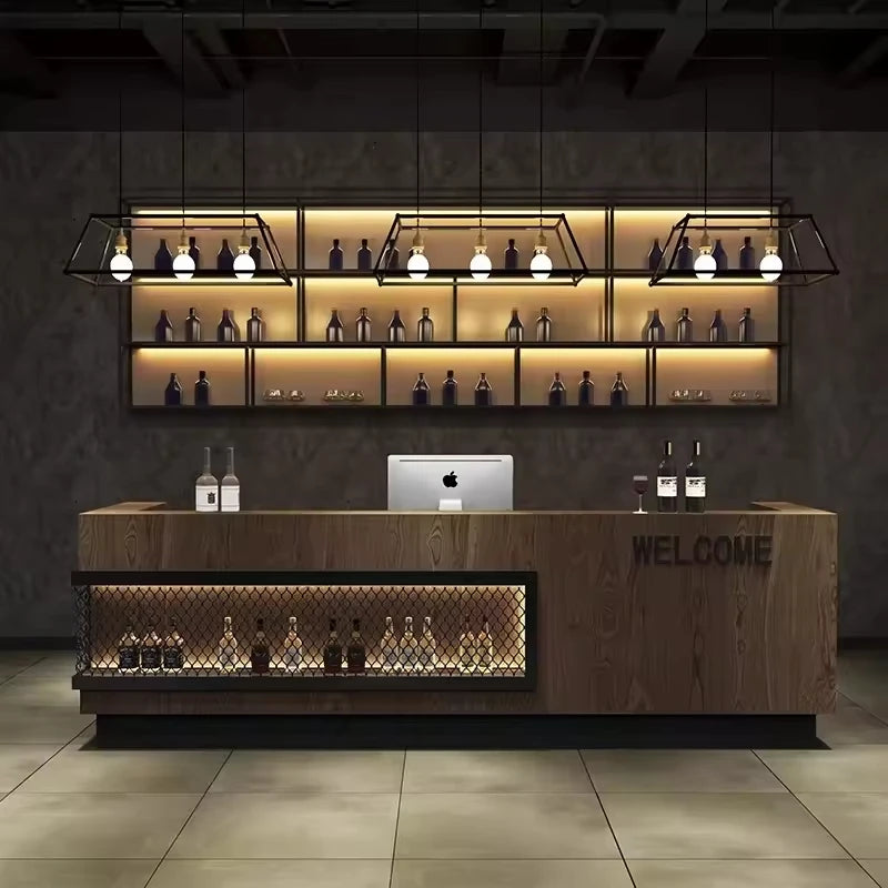 Retro Bar Double-Sided Lightweight Transparent Reception Counter Display for Supermarket Restaurant Front Desk