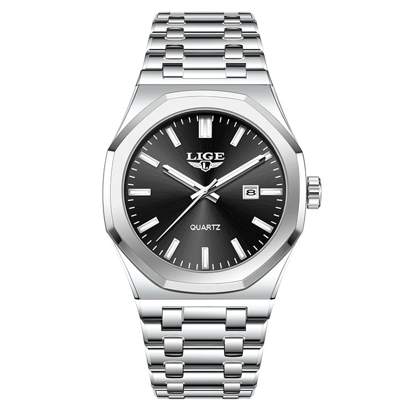 LIGE LG89181 Watch Factory Wholesale Gold Luxury Stainless Steel Sport Luminous Calendar Wrist Watch for Men Gift Box Relogio