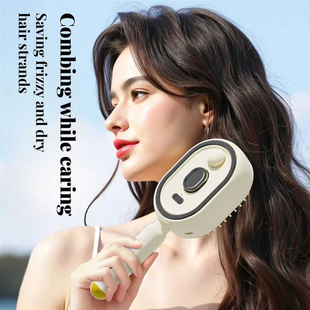 Anti Static Multifunctional Mist Brush Detangling Lightweight Steam Brush Ultrasonic Atomization Mini Self-Cleaning Hair Brush