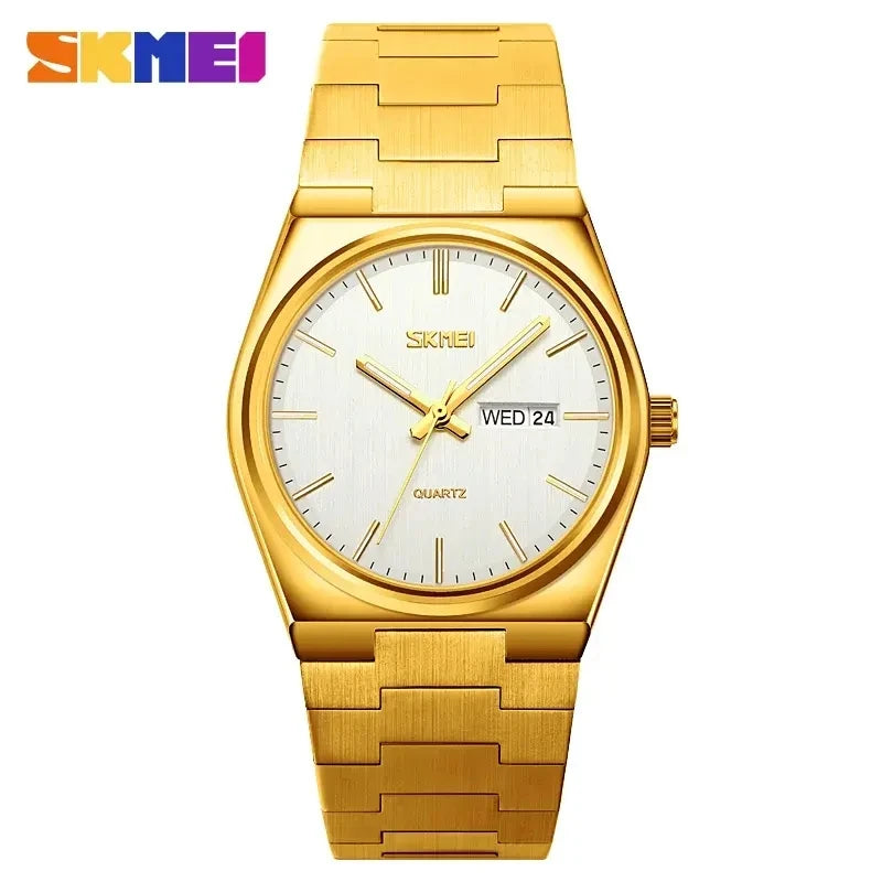 SKMEI 9288 Hot Sale Quartz Watch Men Stainless Steel Strap Minimalist Business Watch Complete Calendar Casual Wristwatch