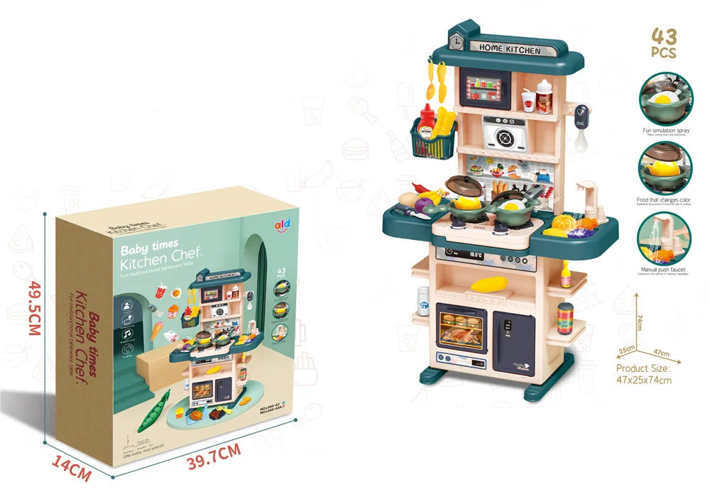 Ys Realistic Kids Play Kitchen Set With Sound Light Spray Feature Pretend Cooking Stove Sink Oven Plastic Toy