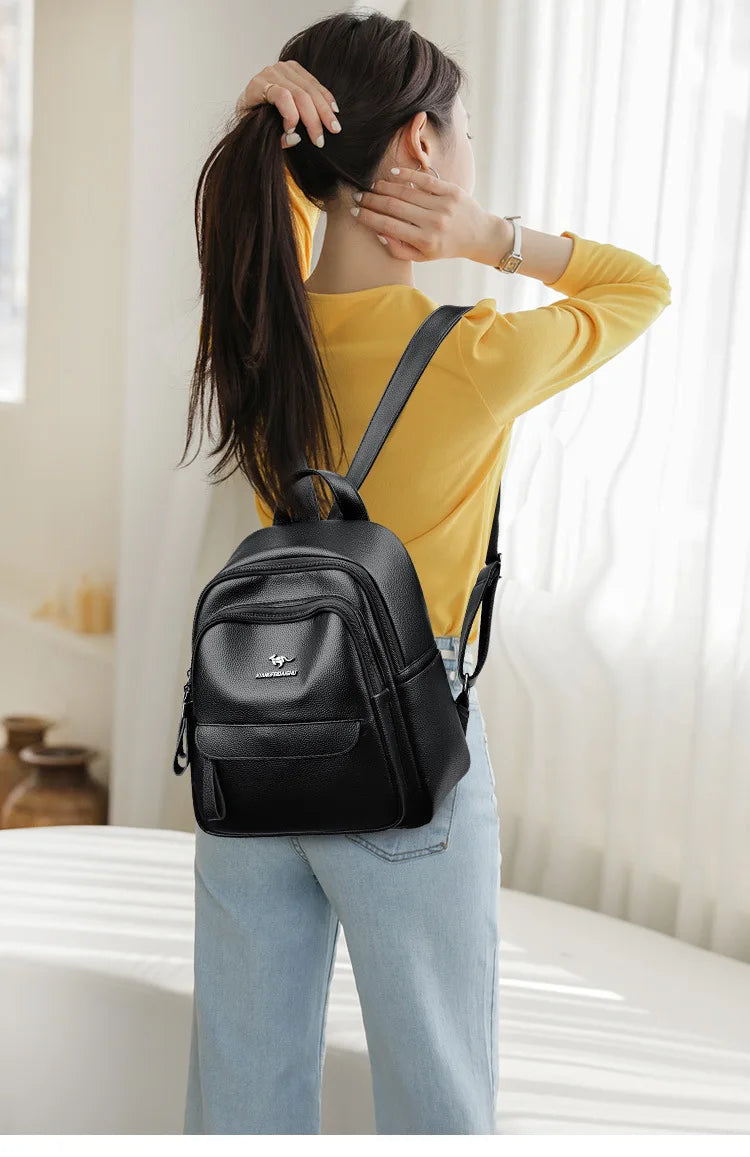 Ladies Fashion Backpacks Designer Multi Zipper Casual Student School Bag for Women High Quality PU Leather Backpacks
