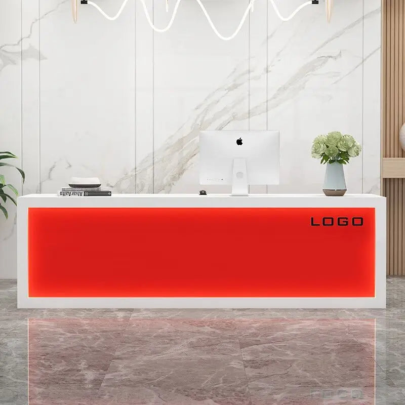 Customizable Luxury Modern White Wooden Front Desk Reception Counter Company Office Size