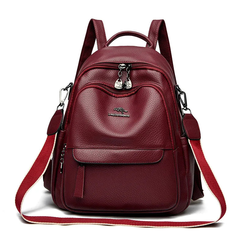 New Arrival Fashion Women Backpack Casual PU Leather Shoulder Bag Waterproof Large Capacity Handbag for Leisure Travel