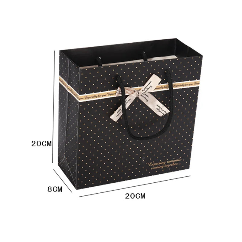 Black Portable Gift Bag with Handles For Books Paper Gift Bow Packing Box Birthday Party Wedding New Year Present Box