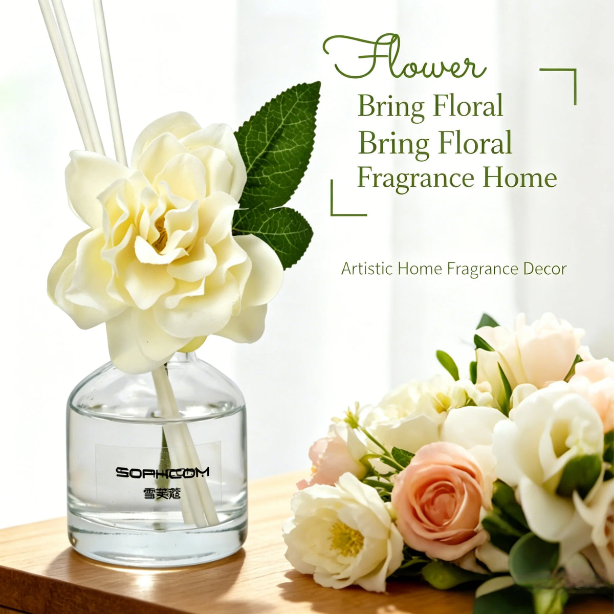 Customized Reed Diffuser Set Long-Lasting Fragrance Eco-Friendly Alcohol-Free Fresh Scent Decorative Dried Flowers Plant