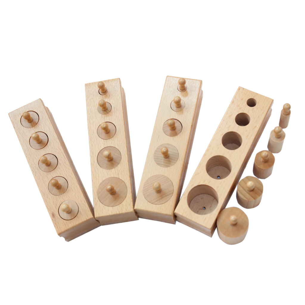Montessori Educational Wooden Toys Knobbed Cylinder Blocks Set Mini Set Matching Game for Children Homeschool Sensorial Material