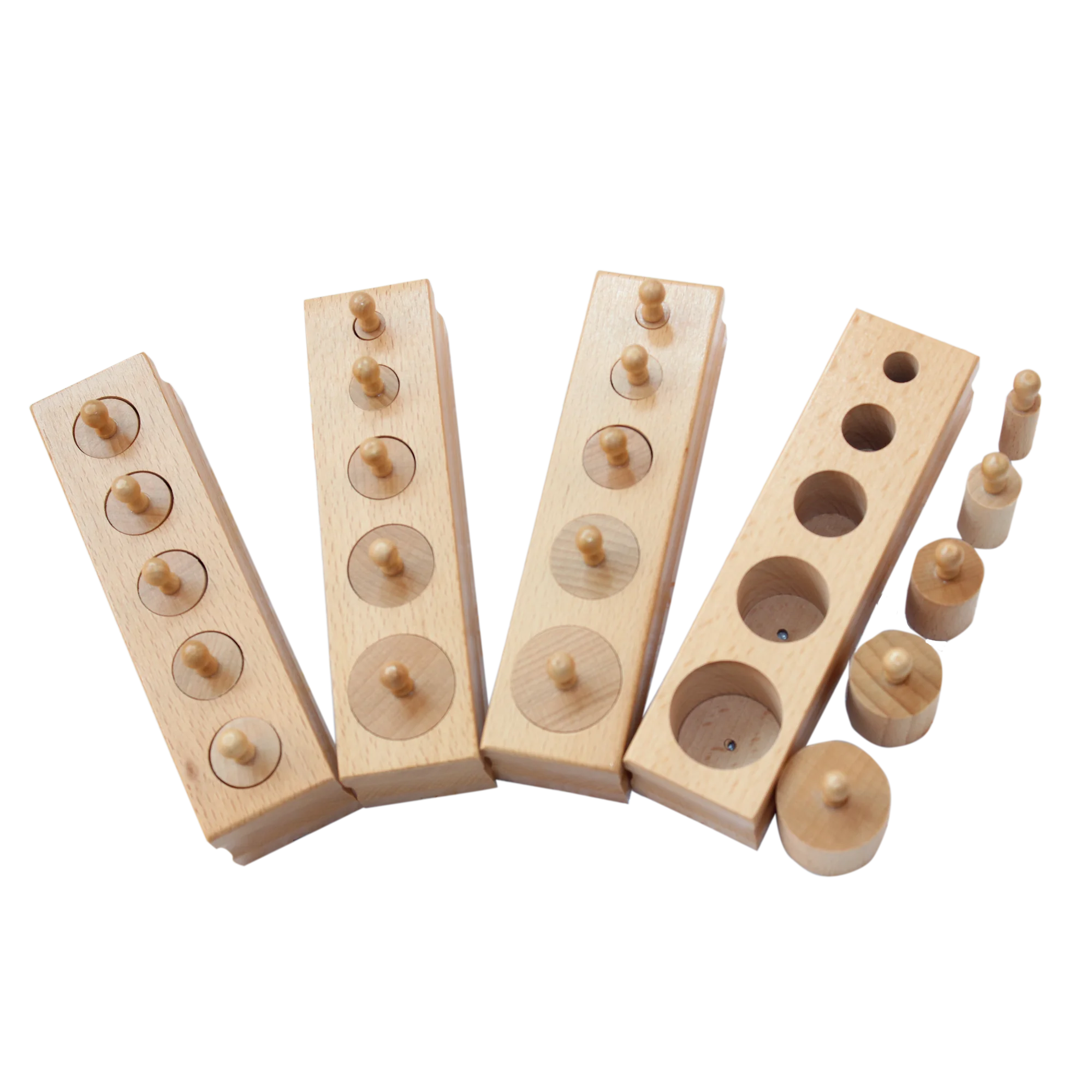 Montessori Educational Wooden Toys Knobbed Cylinder Blocks Set Mini Set Matching Game for Children Homeschool Sensorial Material