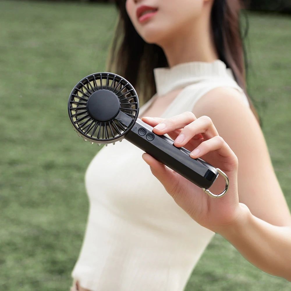 Hot Summer Handheld Portable 1200mAh Low Noise Fan Household Office Table Three Gears Wind Speed Air Cooling Fan With Carabiner