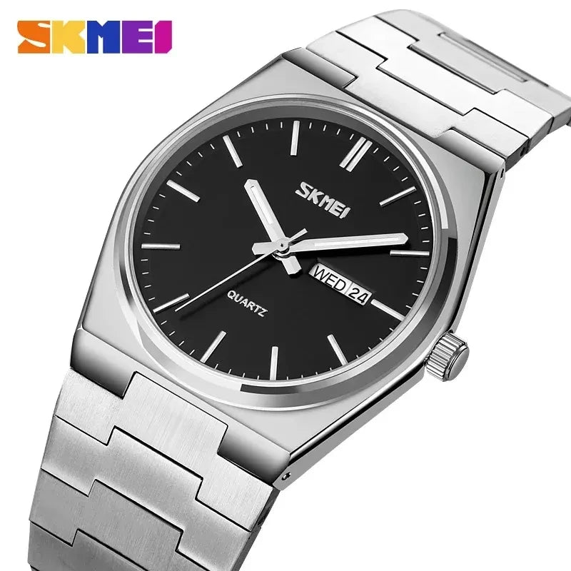 SKMEI 9288 Hot Sale Quartz Watch Men Stainless Steel Strap Minimalist Business Watch Complete Calendar Casual Wristwatch
