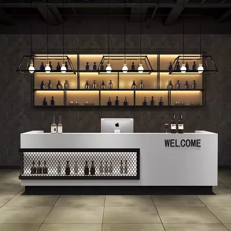 Retro Bar Double-Sided Lightweight Transparent Reception Counter Display for Supermarket Restaurant Front Desk