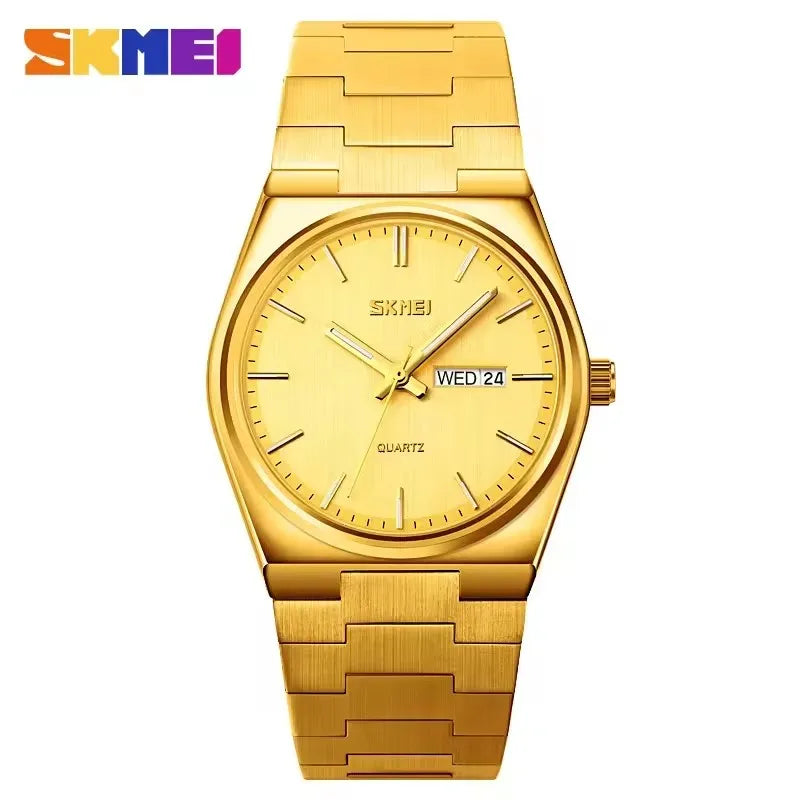 SKMEI 9288 Hot Sale Quartz Watch Men Stainless Steel Strap Minimalist Business Watch Complete Calendar Casual Wristwatch