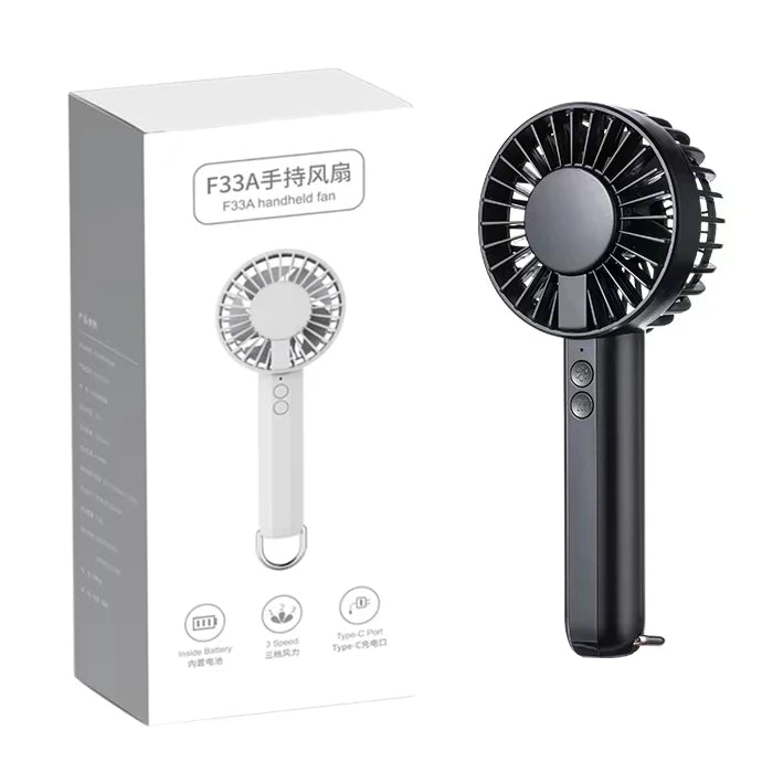 Hot Summer Handheld Portable 1200mAh Low Noise Fan Household Office Table Three Gears Wind Speed Air Cooling Fan With Carabiner