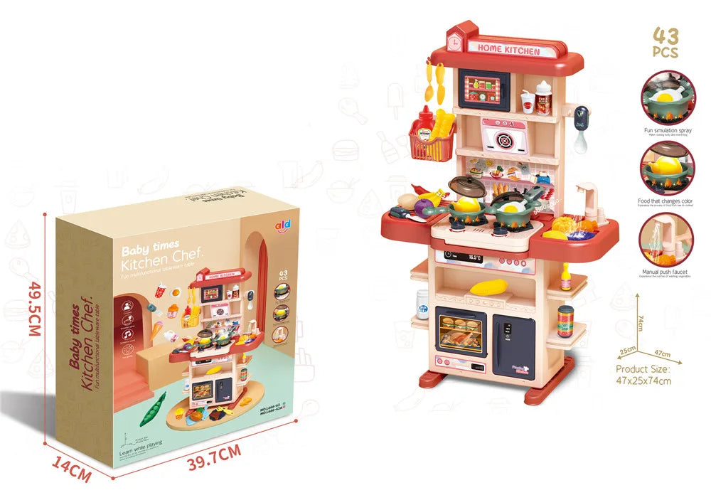 Ys Realistic Kids Play Kitchen Set With Sound Light Spray Feature Pretend Cooking Stove Sink Oven Plastic Toy