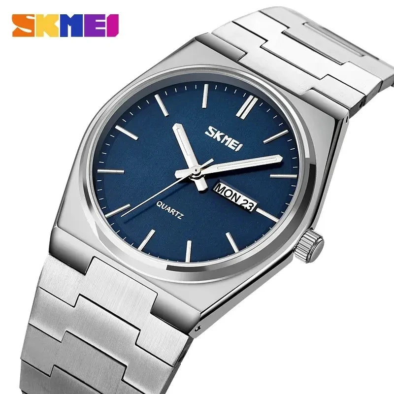 SKMEI 9288 Hot Sale Quartz Watch Men Stainless Steel Strap Minimalist Business Watch Complete Calendar Casual Wristwatch