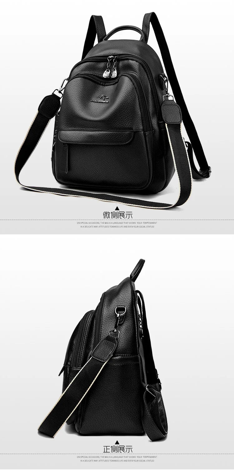 New Arrival Fashion Women Backpack Casual PU Leather Shoulder Bag Waterproof Large Capacity Handbag for Leisure Travel