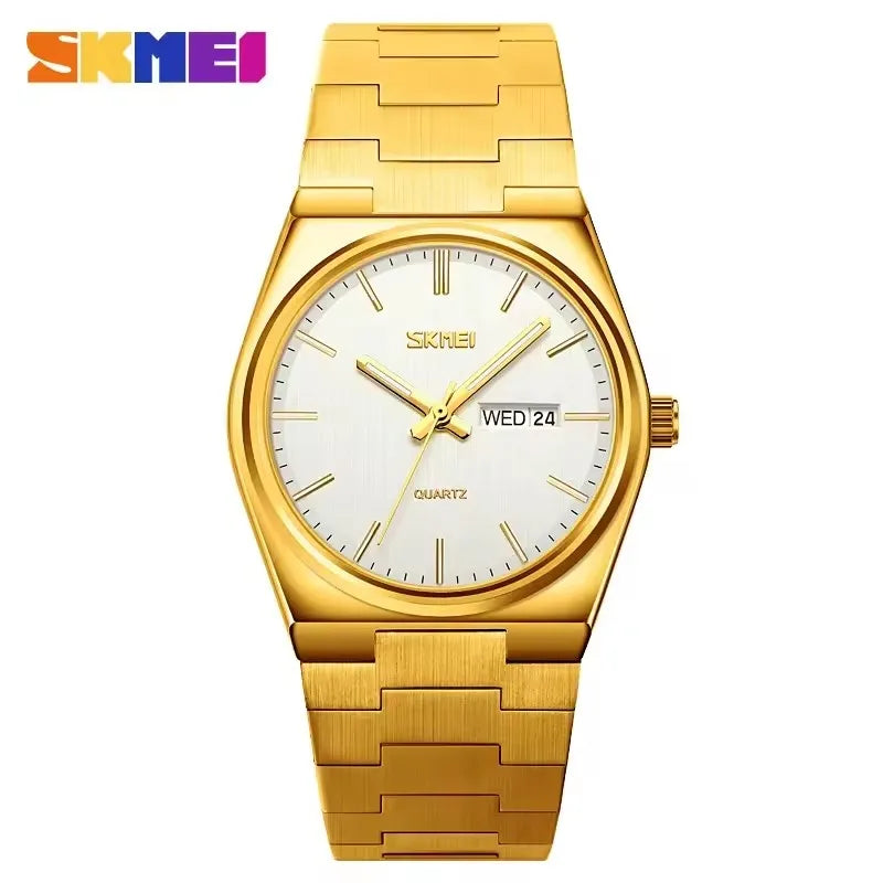 SKMEI 9288 Hot Sale Quartz Watch Men Stainless Steel Strap Minimalist Business Watch Complete Calendar Casual Wristwatch