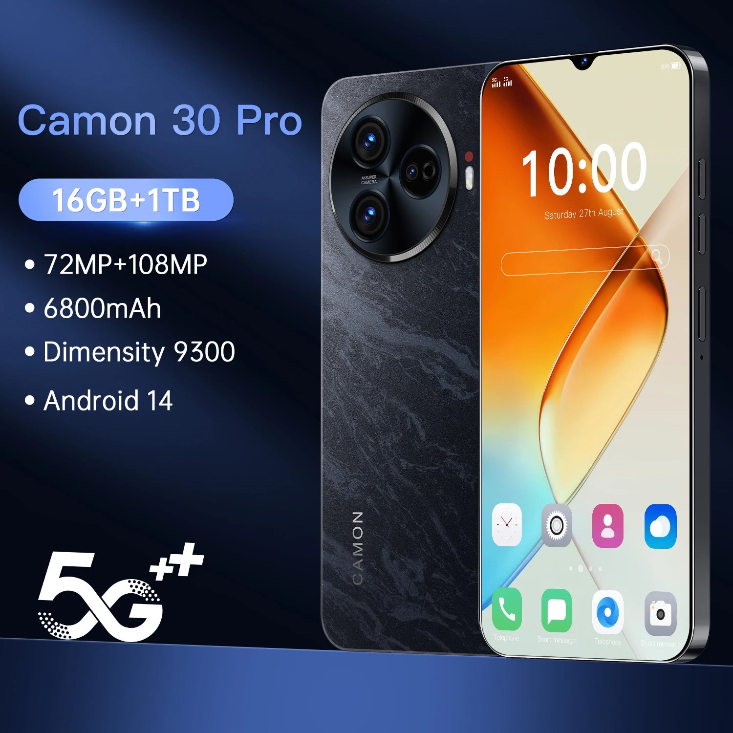 Latest Style Camon 30 Pro 16GB +1TB Storage Android 14 System 6.8-inch Face Recognition 5G Smart Mobile Phone