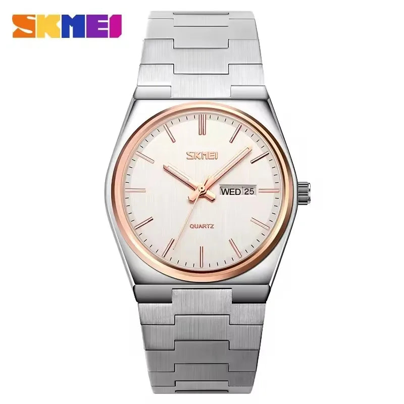 SKMEI 9288 Hot Sale Quartz Watch Men Stainless Steel Strap Minimalist Business Watch Complete Calendar Casual Wristwatch