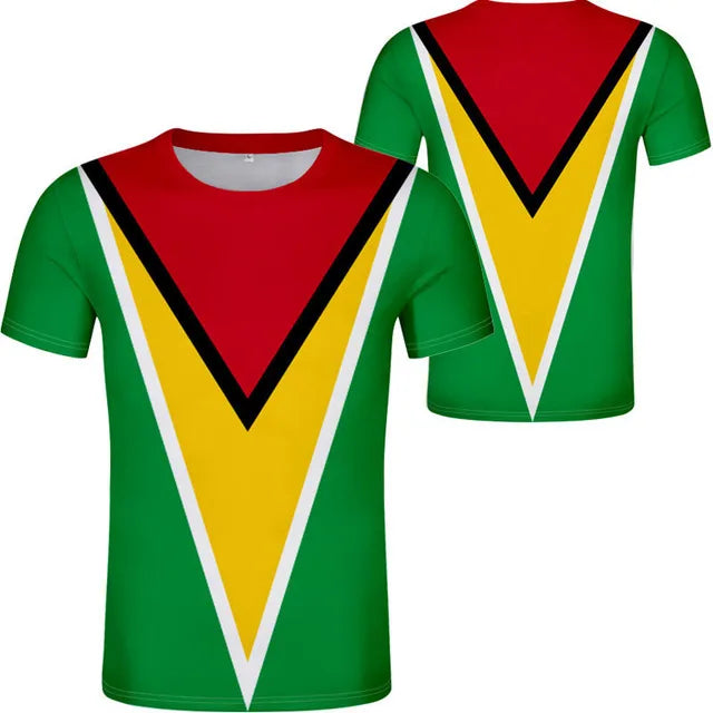 Cheap Wholesale GUYANA Flag T-shirt Printing Your Brand Fashion Casual Custom Graphic Tees T Shirts Men Summer Sports Soft Tops