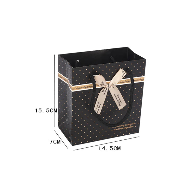 Black Portable Gift Bag with Handles For Books Paper Gift Bow Packing Box Birthday Party Wedding New Year Present Box