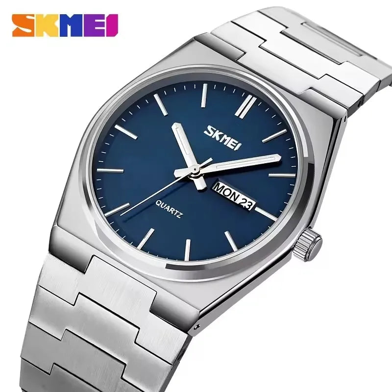 SKMEI 9288 Hot Sale Quartz Watch Men Stainless Steel Strap Minimalist Business Watch Complete Calendar Casual Wristwatch