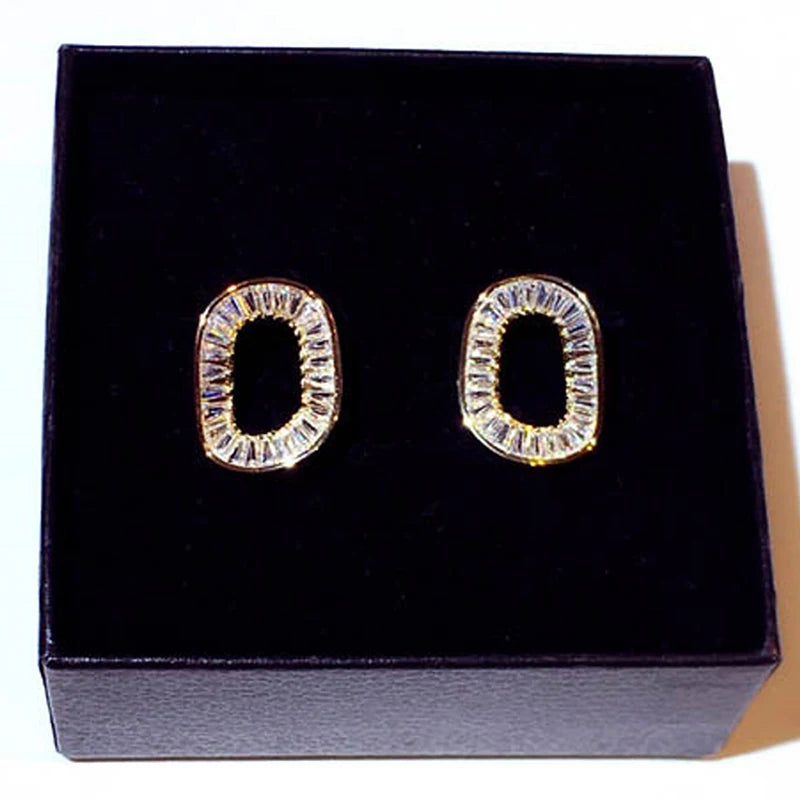 Korean Luxury Super Shining Cubic Zircon Square Earring for Women Bling Bling AAA Zirconia Elegant Female Stud Earrings Pendant
