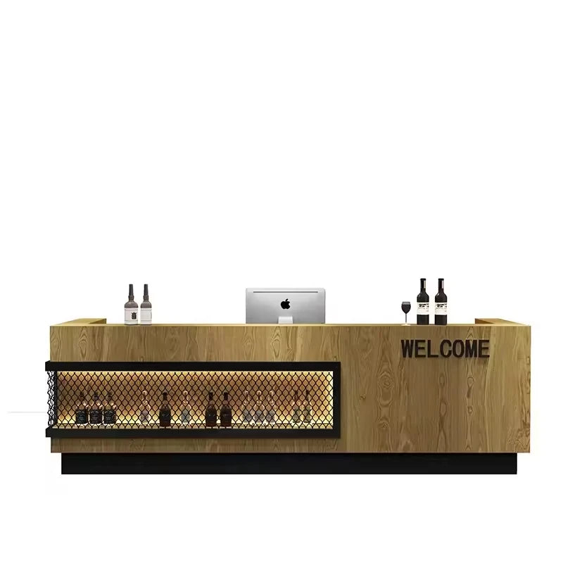 Retro Bar Double-Sided Lightweight Transparent Reception Counter Display for Supermarket Restaurant Front Desk