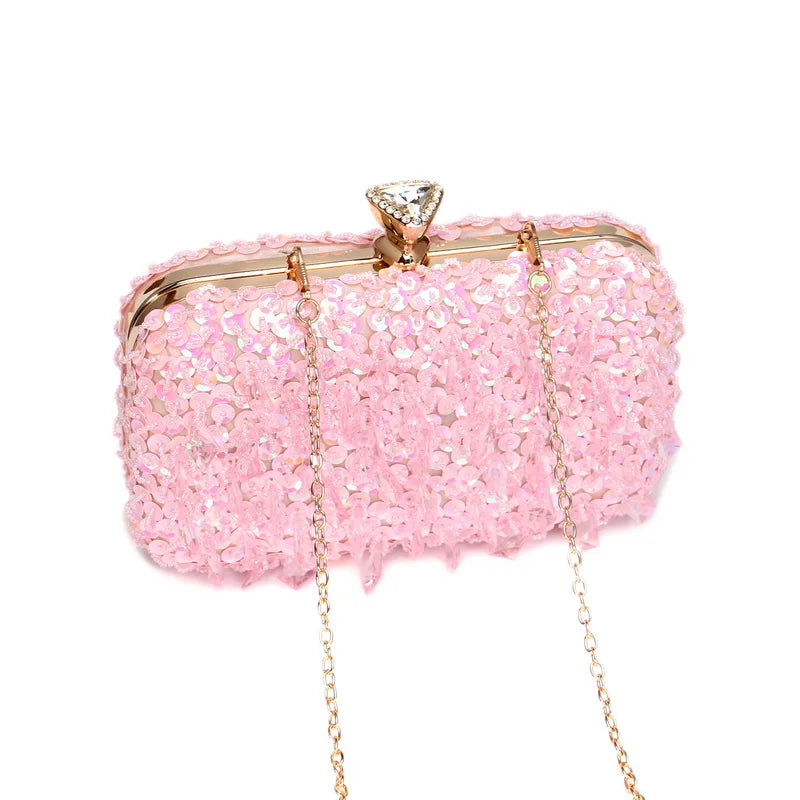 Tassel Women Evening Bags Diamonds Beaded Wedding Chain Shoulder Clutches Plastic Embroidery Party Dinner Purse