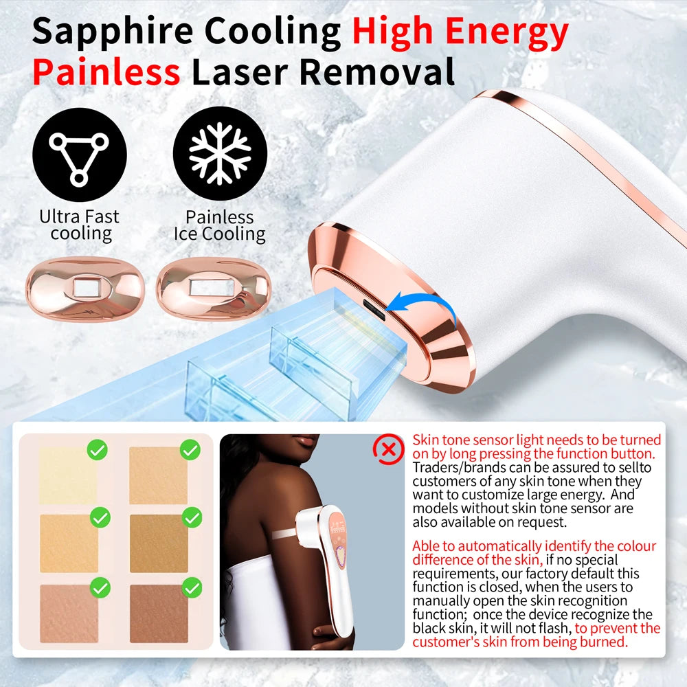 High Quality Ice Coo Sapphire Handset Portable Permanent Painless Epilator Home Use for Face and Body IPL Laser Hair Removal