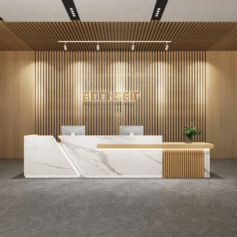 Luxury MDF Reception Desk for Beauty Salons Hotel Office Building Mall Use for Salon Reception Counter
