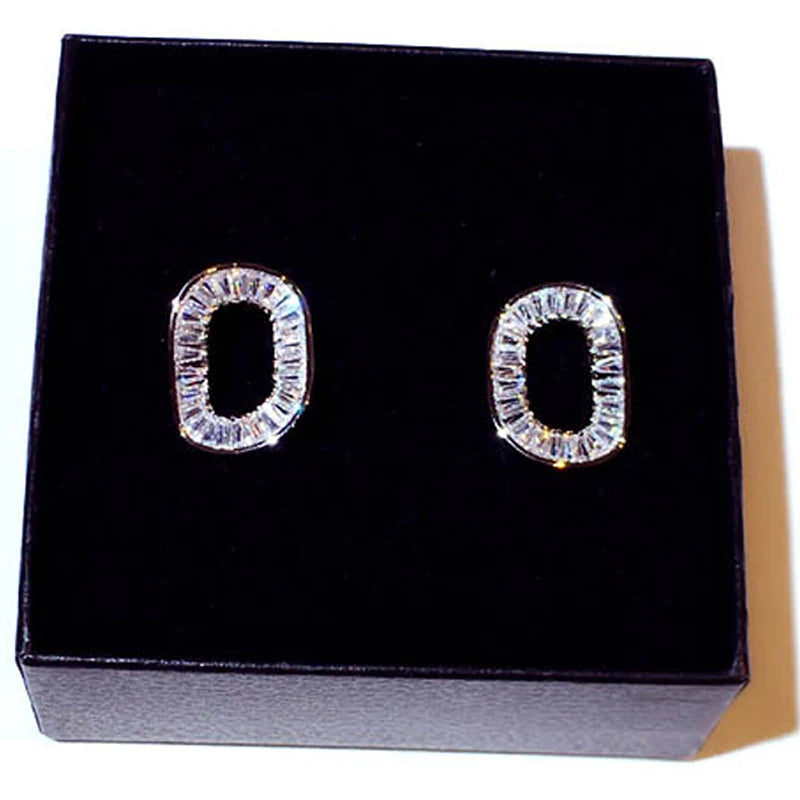 Korean Luxury Super Shining Cubic Zircon Square Earring for Women Bling Bling AAA Zirconia Elegant Female Stud Earrings Pendant
