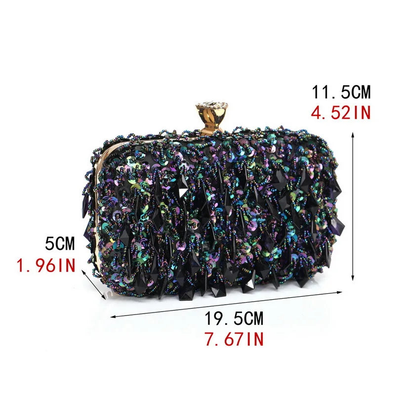 Tassel Women Evening Bags Diamonds Beaded Wedding Chain Shoulder Clutches Plastic Embroidery Party Dinner Purse