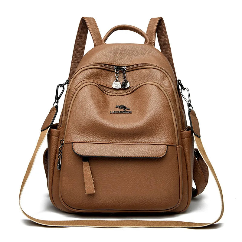New Arrival Fashion Women Backpack Casual PU Leather Shoulder Bag Waterproof Large Capacity Handbag for Leisure Travel