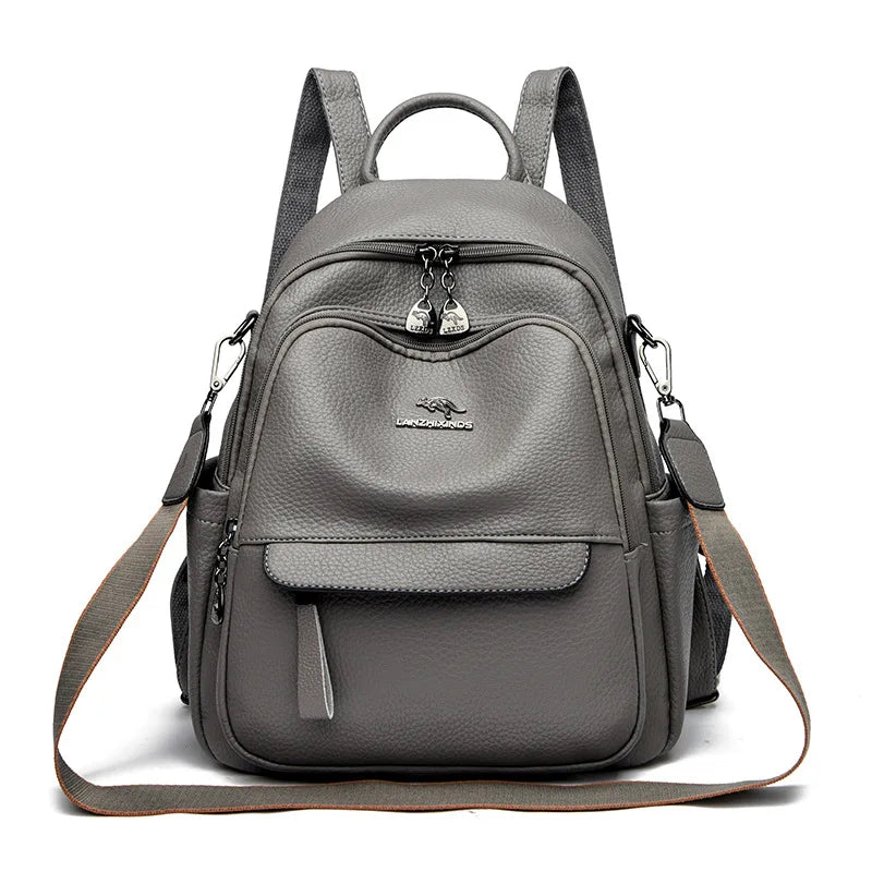 New Arrival Fashion Women Backpack Casual PU Leather Shoulder Bag Waterproof Large Capacity Handbag for Leisure Travel