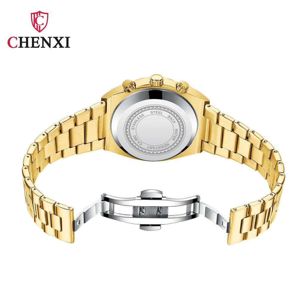 2023 New CHENXI 962 Morninglight Multifunctional Men's Watches Moon Phase Date Timing Waterproof Steel Band Quartz Watch Mens