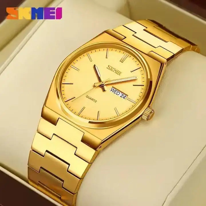 SKMEI 9288 Hot Sale Quartz Watch Men Stainless Steel Strap Minimalist Business Watch Complete Calendar Casual Wristwatch