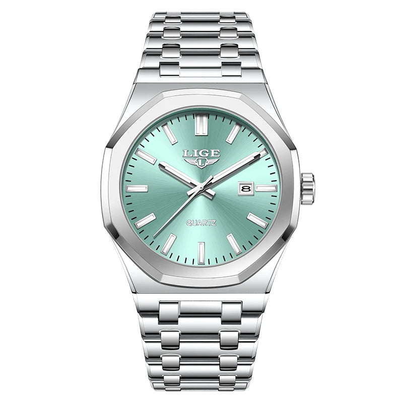 LIGE LG89181 Watch Factory Wholesale Gold Luxury Stainless Steel Sport Luminous Calendar Wrist Watch for Men Gift Box Relogio