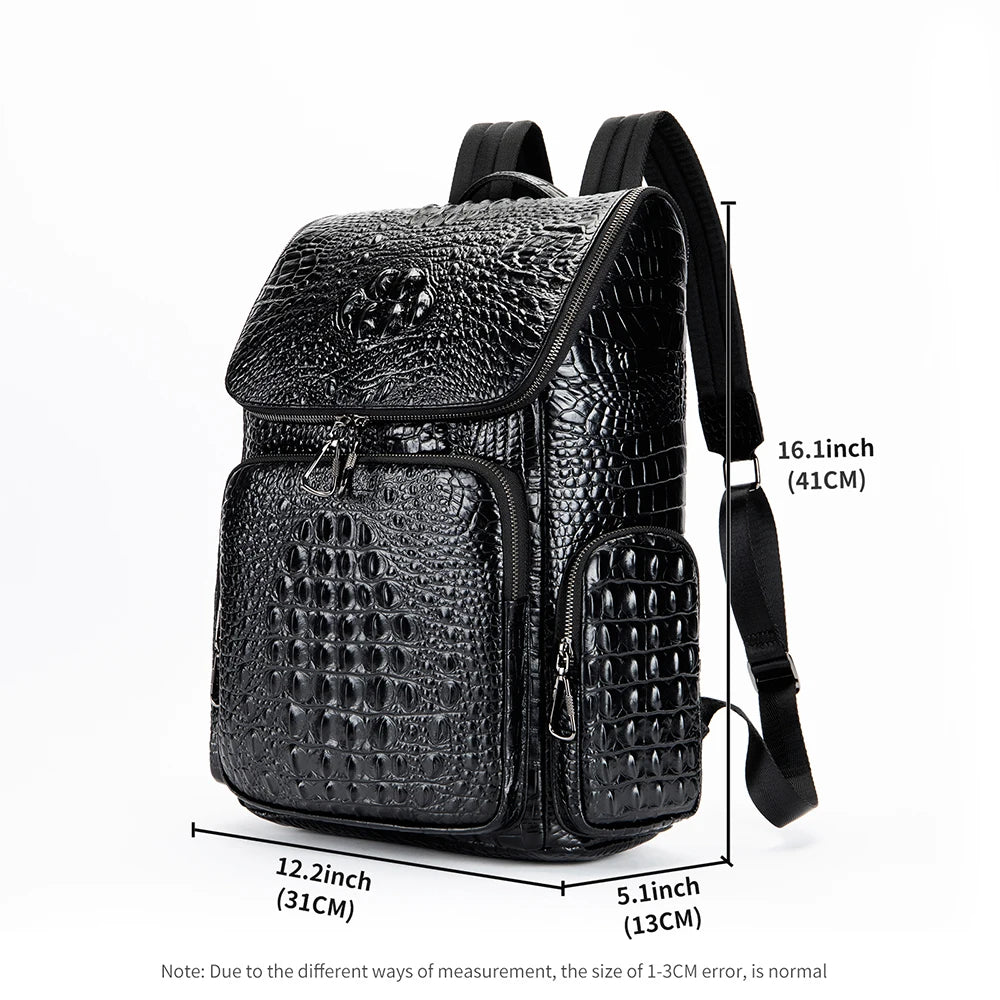 Genuine Leather Waterproof Laptop Backpack 15.6 Inch Large Capacity Unisex Fashion Arcuate Shoulder Strap Soft Handle Business