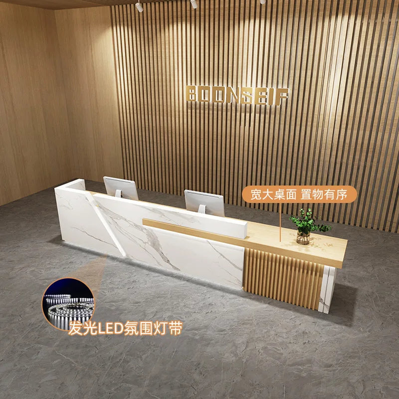 Luxury MDF Reception Desk for Beauty Salons Hotel Office Building Mall Use for Salon Reception Counter