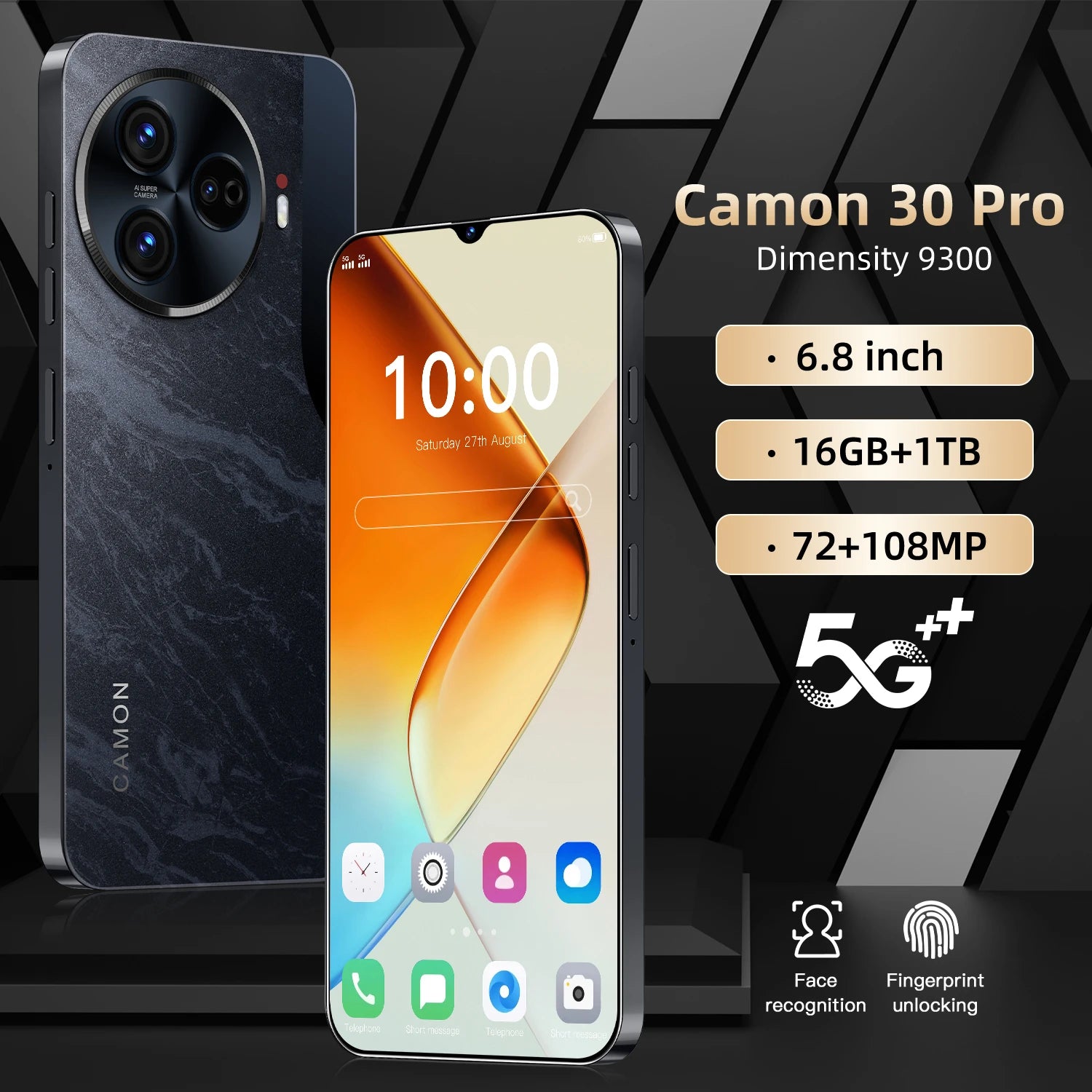 Latest Style Camon 30 Pro 16GB +1TB Storage Android 14 System 6.8-inch Face Recognition 5G Smart Mobile Phone