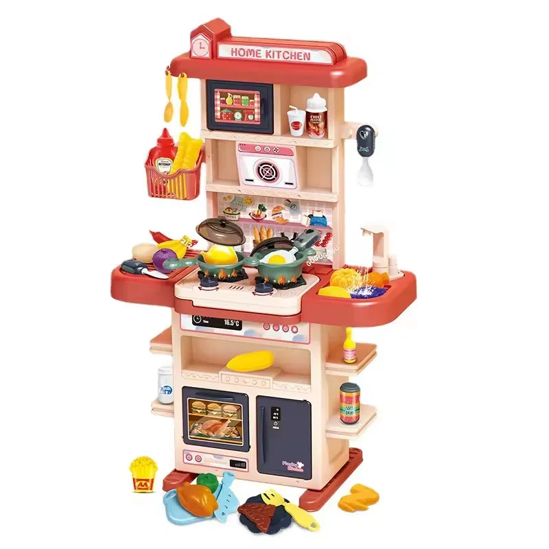 Ys Realistic Kids Play Kitchen Set With Sound Light Spray Feature Pretend Cooking Stove Sink Oven Plastic Toy