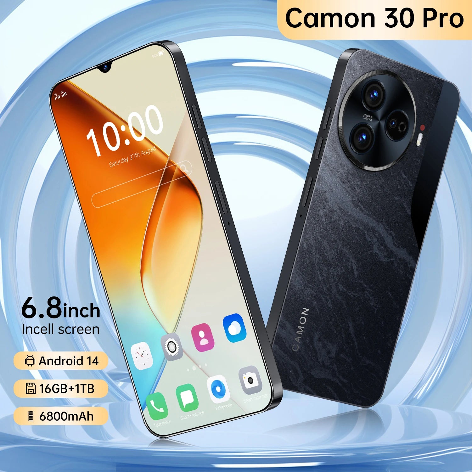 Latest Style Camon 30 Pro 16GB +1TB Storage Android 14 System 6.8-inch Face Recognition 5G Smart Mobile Phone