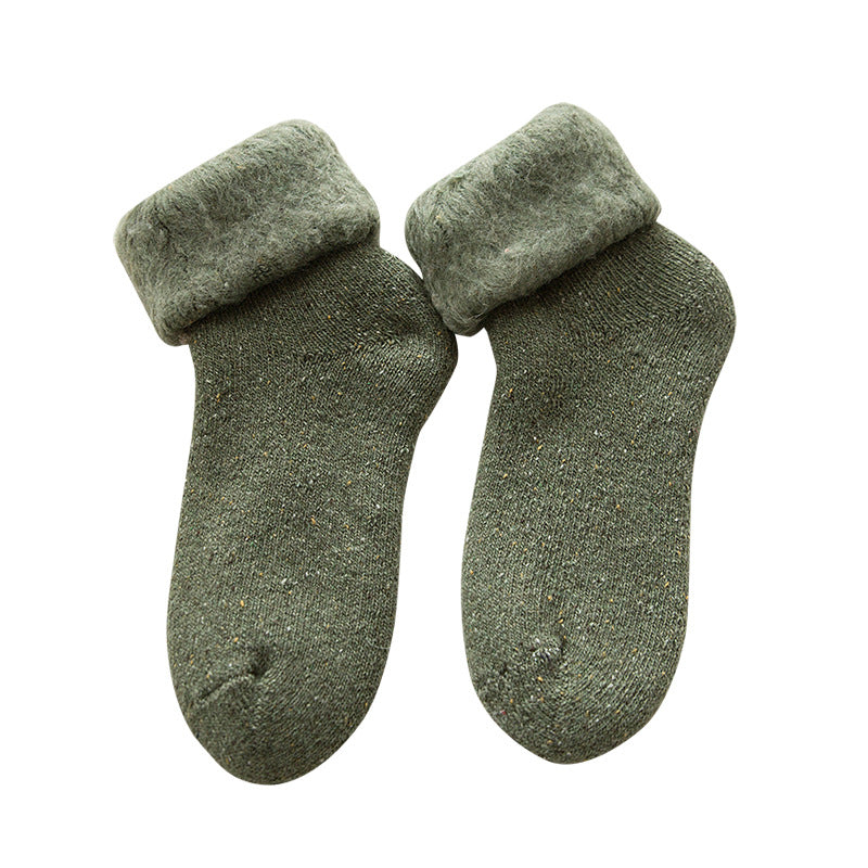 Brushed Wool Socks, Winter Women's Mid-Calf Socks, Thickeneded Fleece-Lined Snow Socks, Large Size Sleep Socks, Ski Socks, Floor Socks