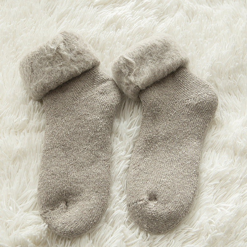 Brushed Wool Socks, Winter Women's Mid-Calf Socks, Thickeneded Fleece-Lined Snow Socks, Large Size Sleep Socks, Ski Socks, Floor Socks