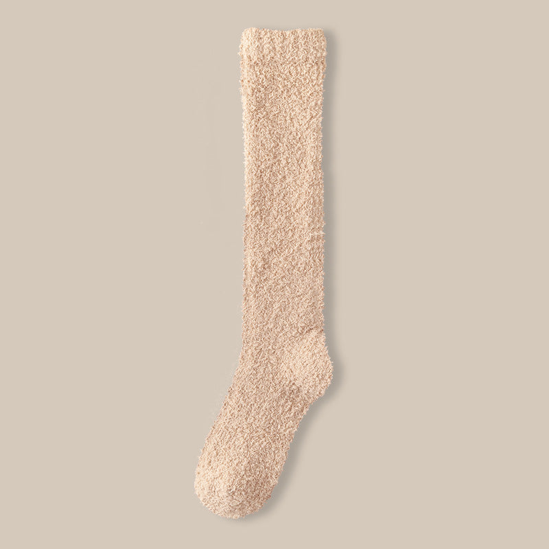 Coral velvet socks women's winter fleece-lined thick warm calf socks couples sleep socks plush confinement socks