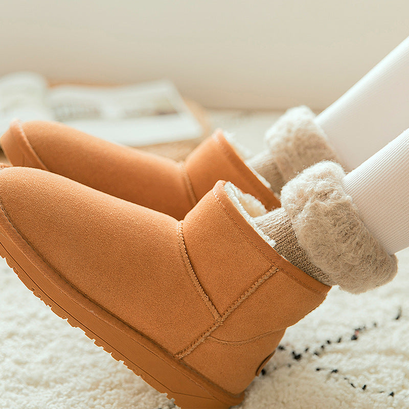 Brushed Wool Socks, Winter Women's Mid-Calf Socks, Thickeneded Fleece-Lined Snow Socks, Large Size Sleep Socks, Ski Socks, Floor Socks