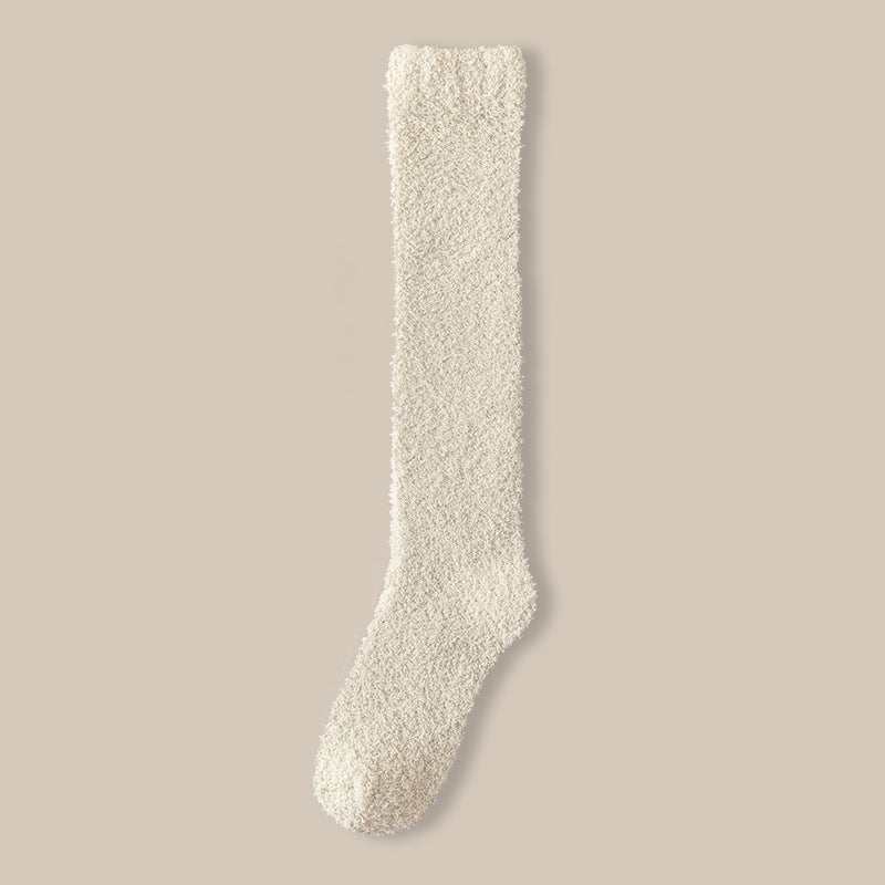 Coral velvet socks women's winter fleece-lined thick warm calf socks couples sleep socks plush confinement socks